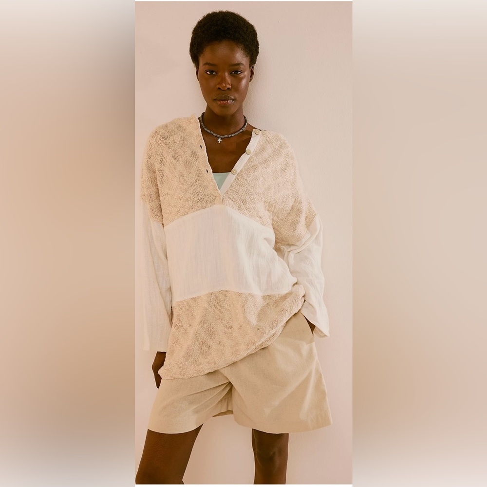 🆕Free People-Zephyr Sweater Tunic-Small-Beige/Natural